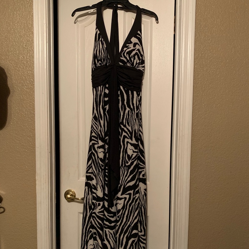 Backless Black And White Maxi Dress